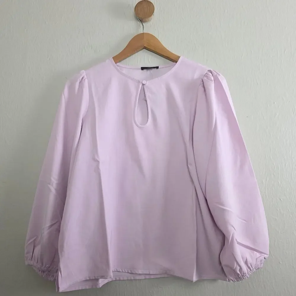 J. Crew Lavender Puff Sleeve Satin Back Crepe Blouse Top Tall Medium NWT